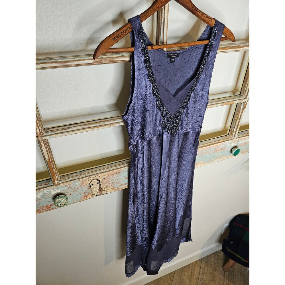 Komarov Blue Sleeveless lightweight Handkerchief Hem Ladies Dress size Small - Picture 3 of 13